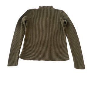 Calvin Klein Womens Sz S Cotton Ribbed Knit Mock Turtleneck Sweater Olive Green